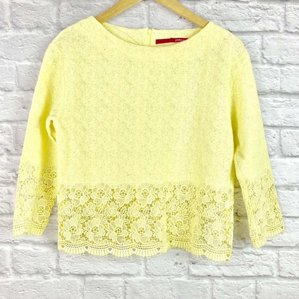 Pinkyotto Women's Size S Blouse Lace Yellow 3/4